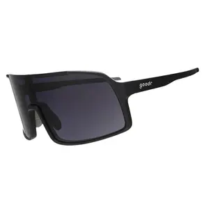goodr My Sweat Has an Octane Rating Large Size (Astro G) Solid Black Frame with Black Lens, UV400, No Slip No Bounce No Tangle